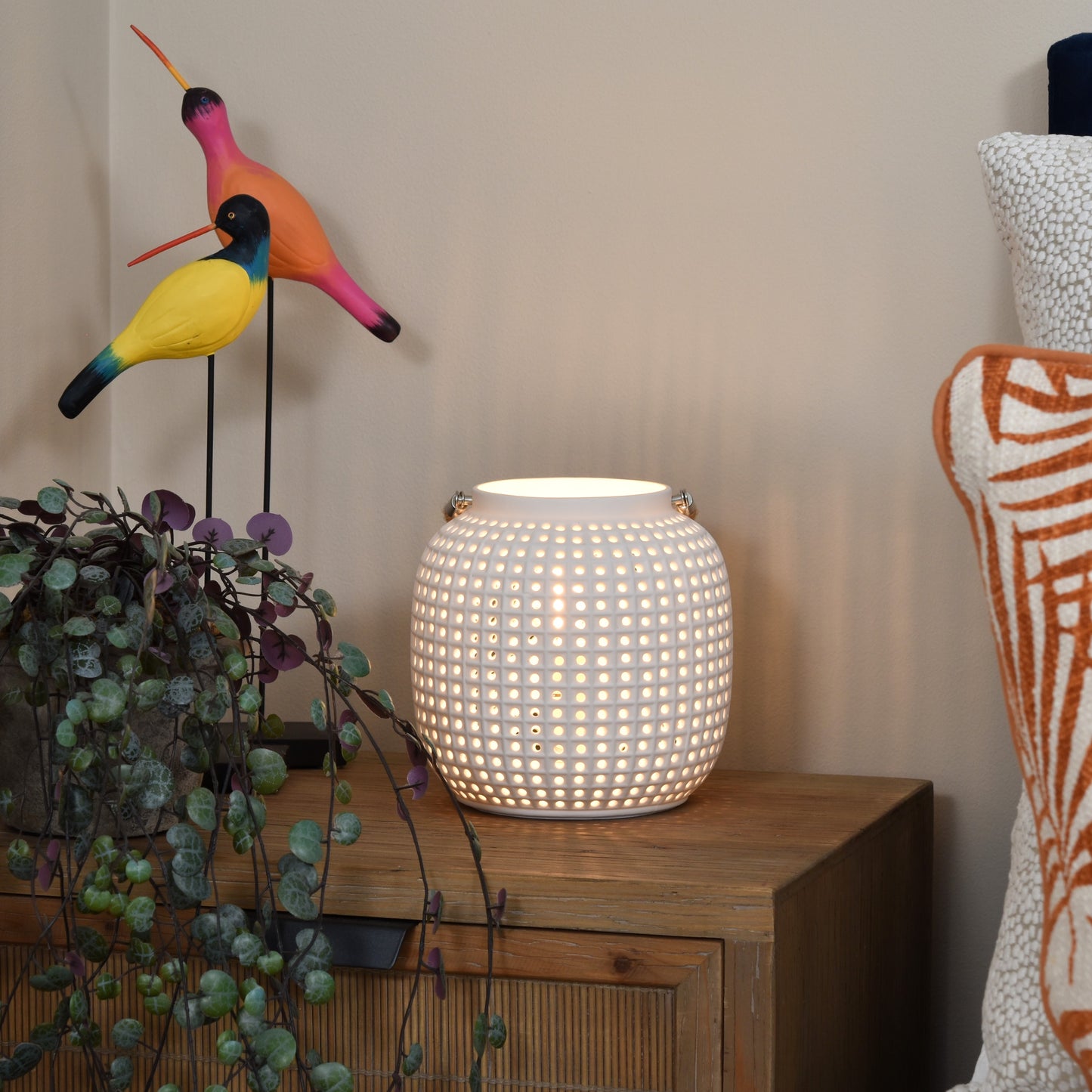 Ceramic Lantern Lamp - White