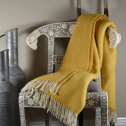 Yellow Beehive Pure Wool Throw