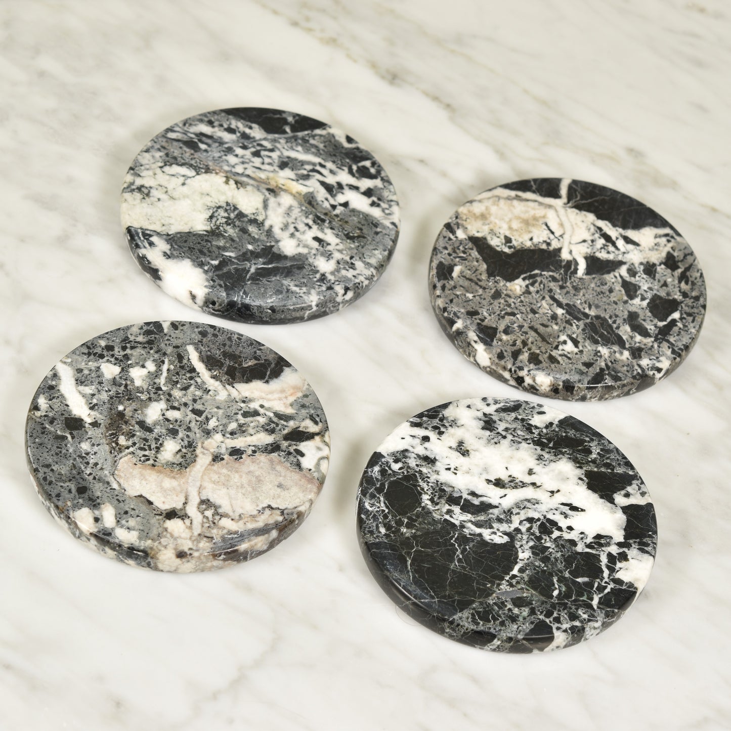 Solid Marble Coasters - Black Zebra