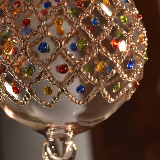 Diamonds Handblown Glass Bauble - Multi & Gold Colour - Large