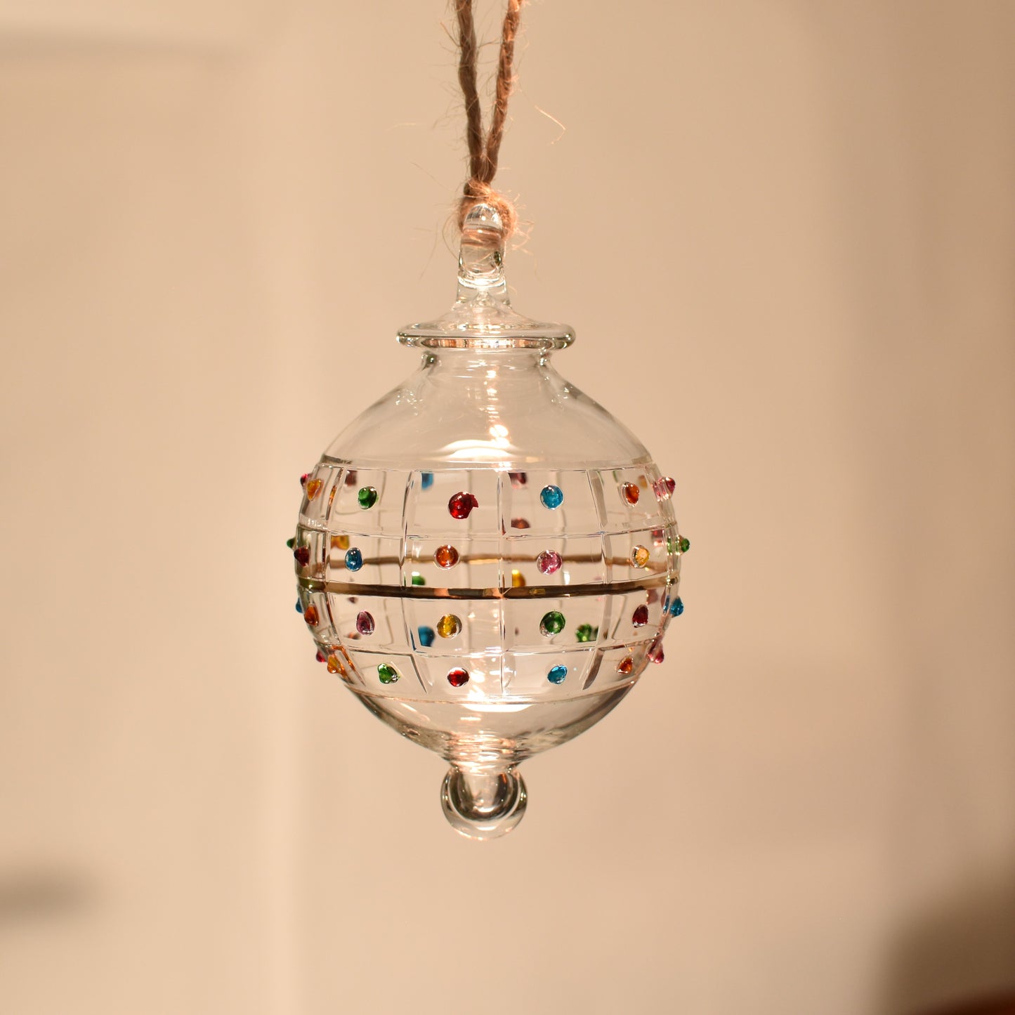 Gems Disco Handblown Glass Bauble - Multi Colour - Small