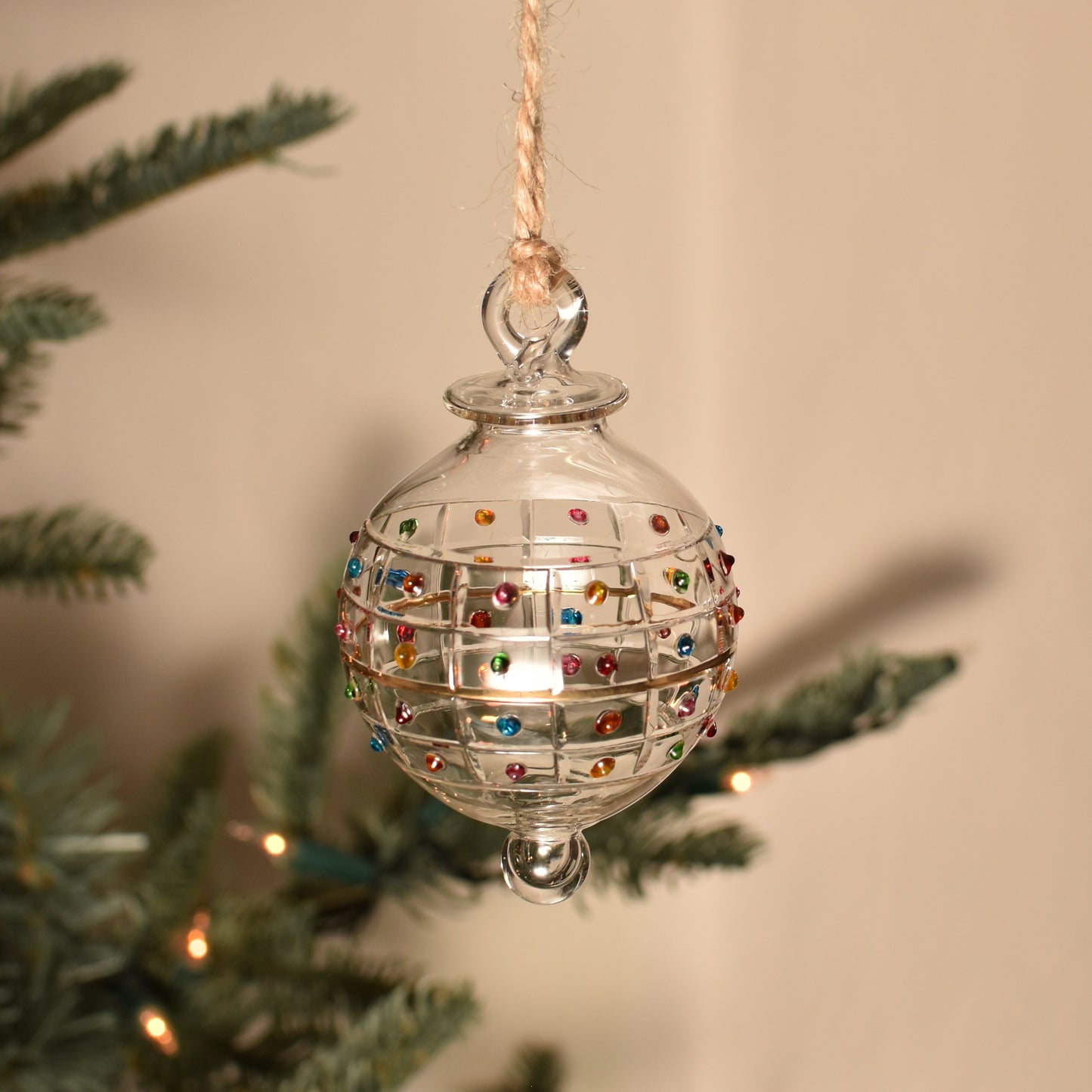 Gems Disco Handblown Glass Bauble - Multi Colour - Small