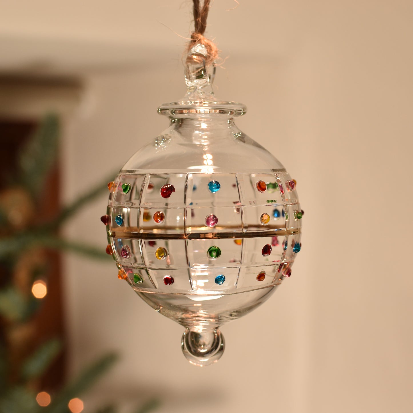 Gems Disco Handblown Glass Bauble - Multi Colour - Small