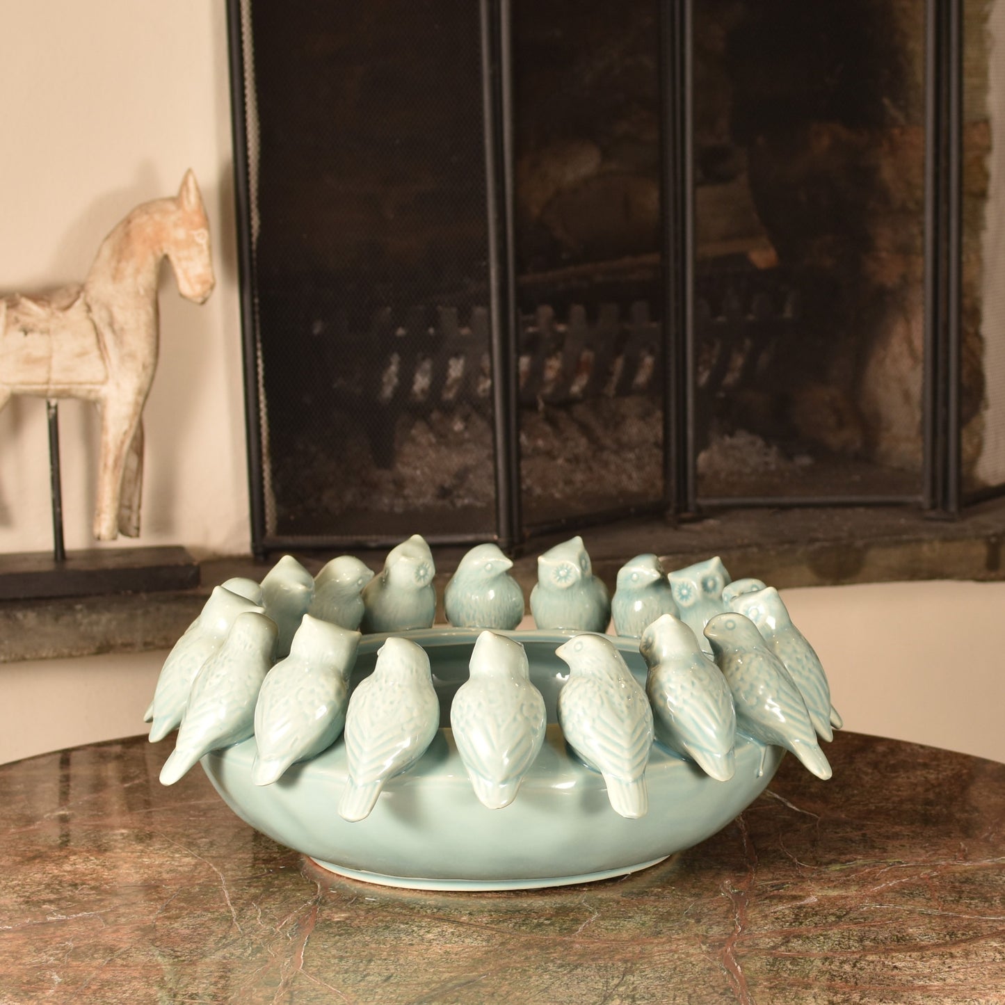 Owls and Birds Bowl - Duck Egg Blue