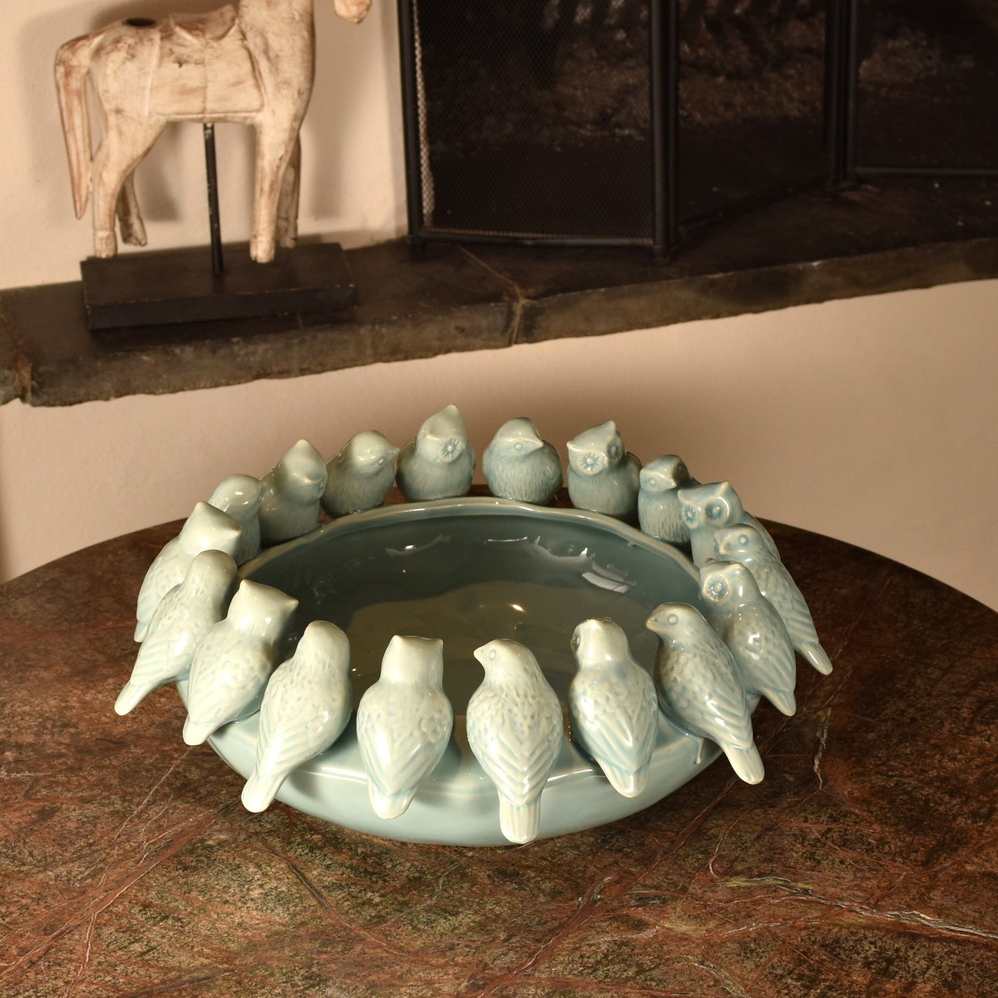 Owls and Birds Bowl - Duck Egg Blue