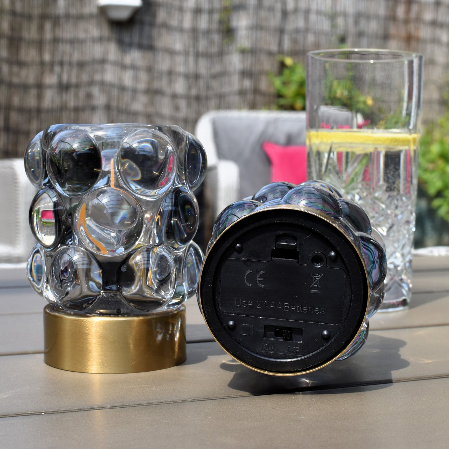 Bobble Design Glass LED Battery Light - Smoky Grey