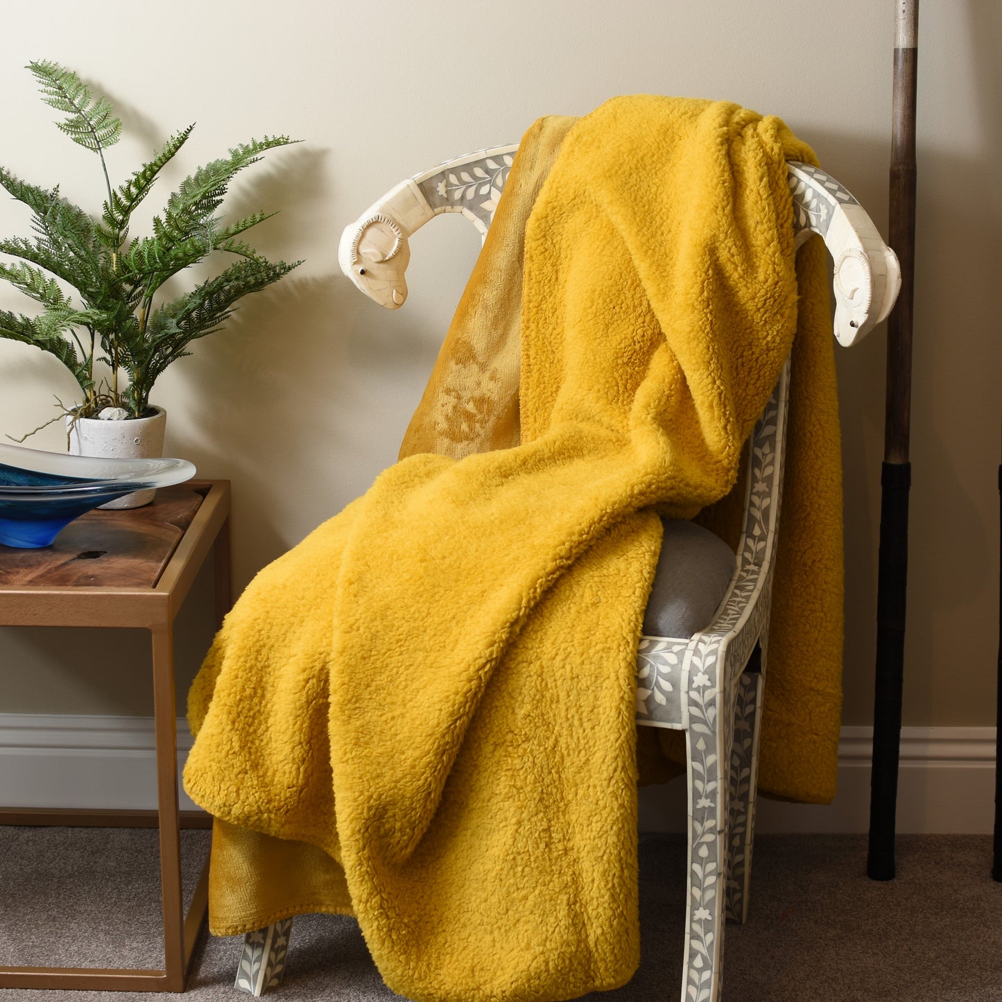 Golden Mustard Fleece Throw