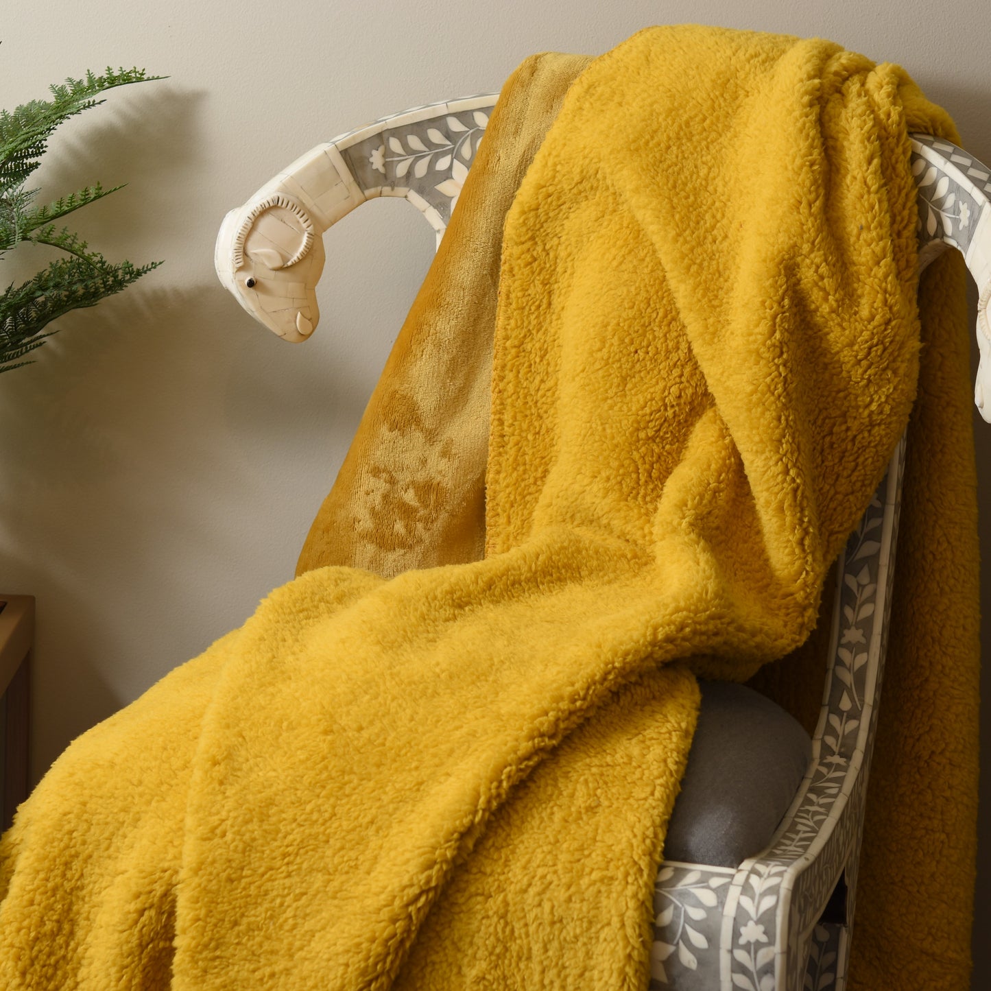 Golden Mustard Fleece Throw