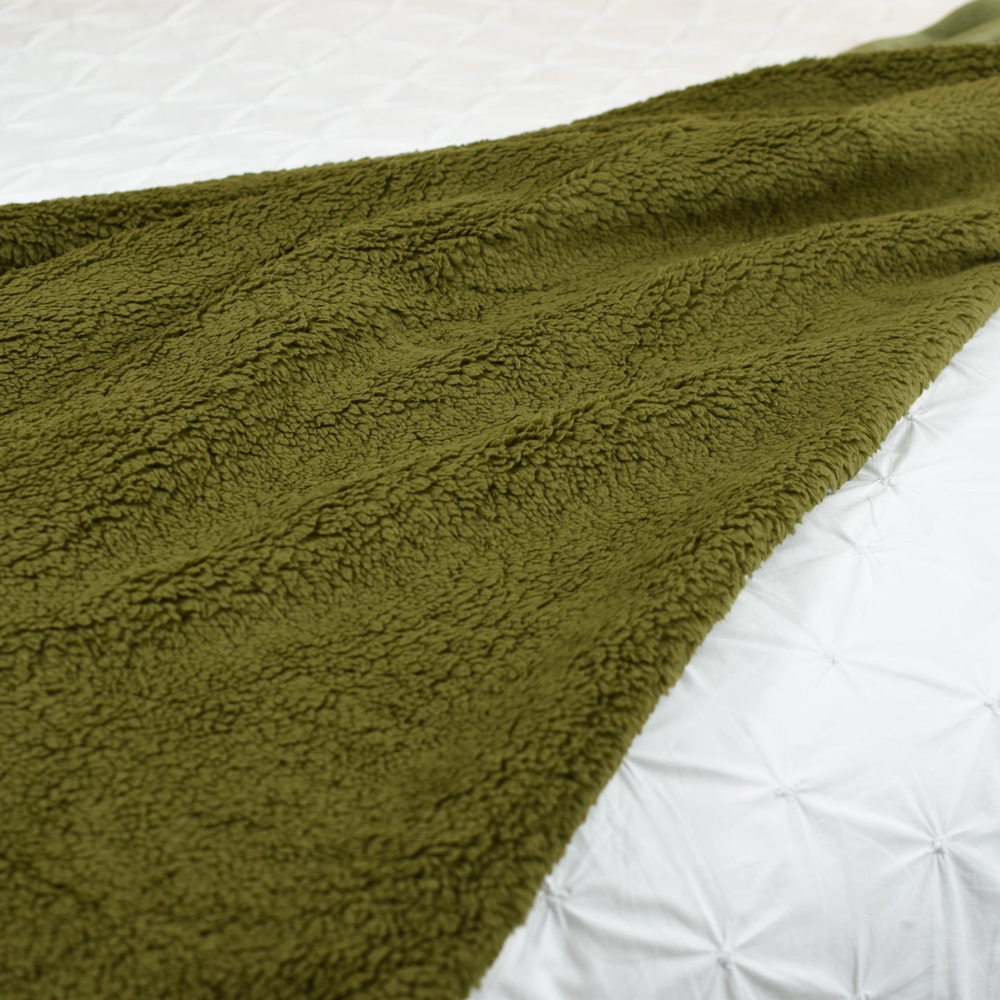 Olive Green Fleece Throw