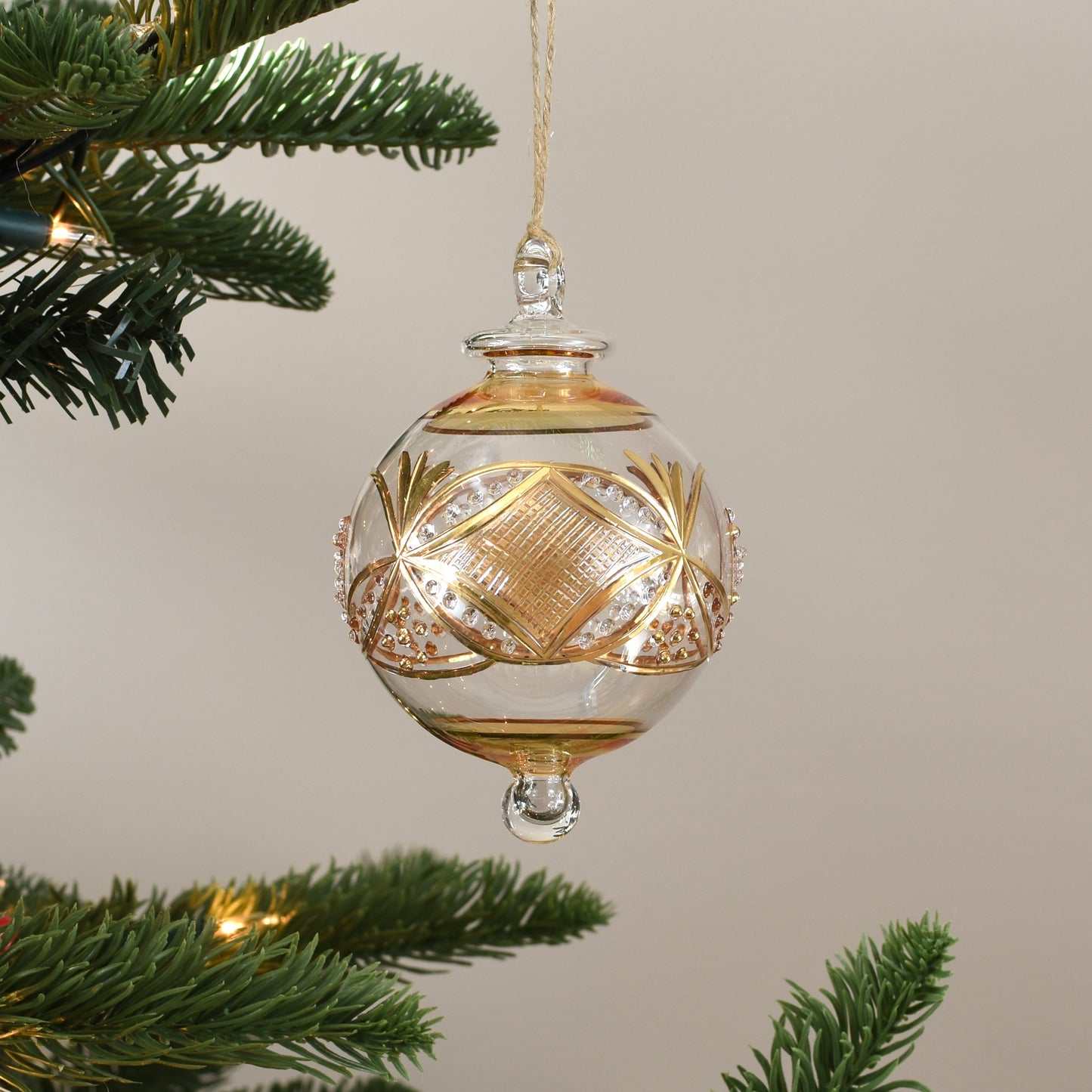 Gatsby Handblown Glass Bauble - Amber & Gold - Large