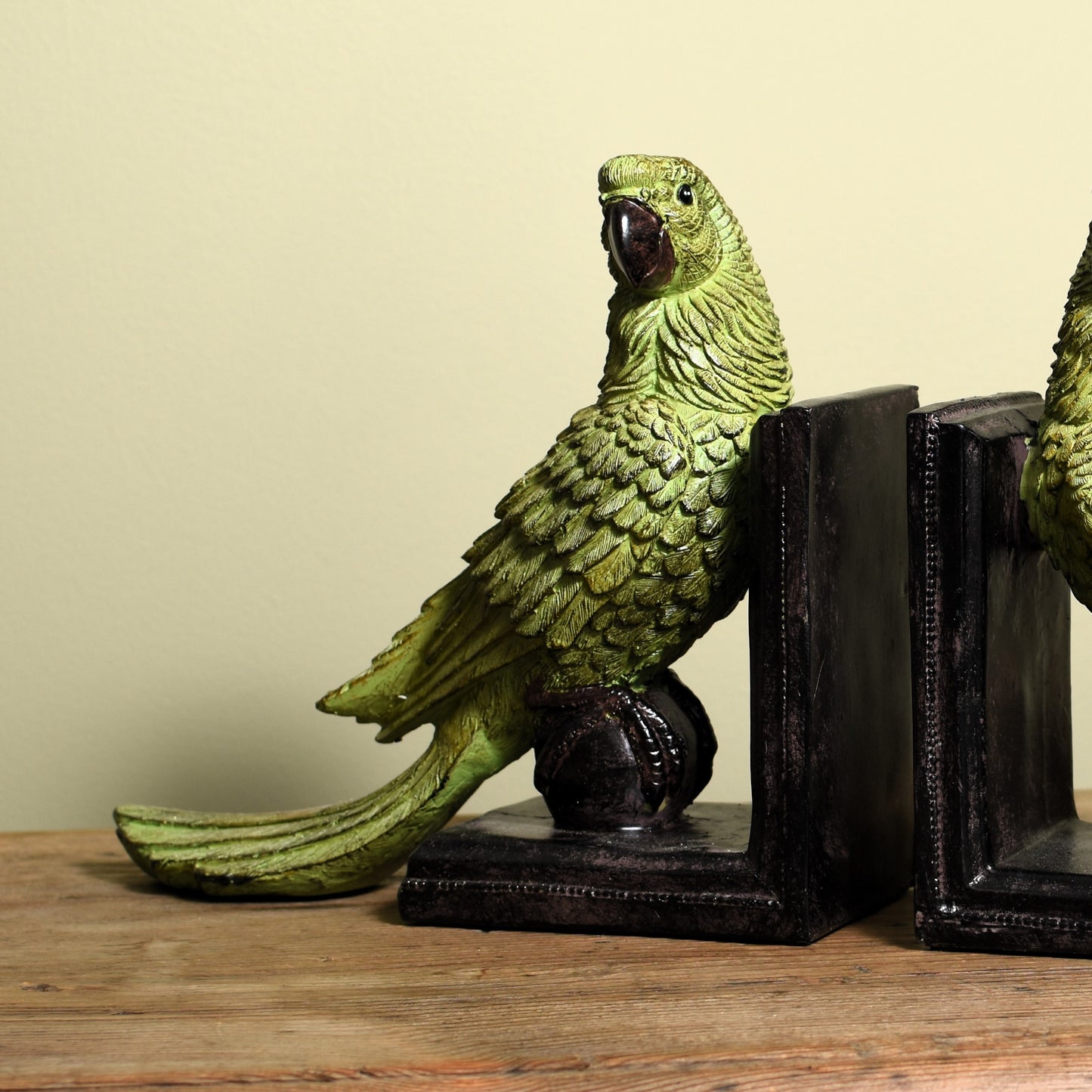 Pair of Green Parrot Bookends