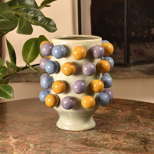 Bobble Pom Pom Vase - Grey