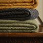 Olive Green Fishbone Pure Wool Throw