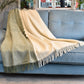 Olive Green & Cream Split Pure Wool Throw