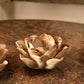 Cream & Brown Flower T Light Holders - Pair