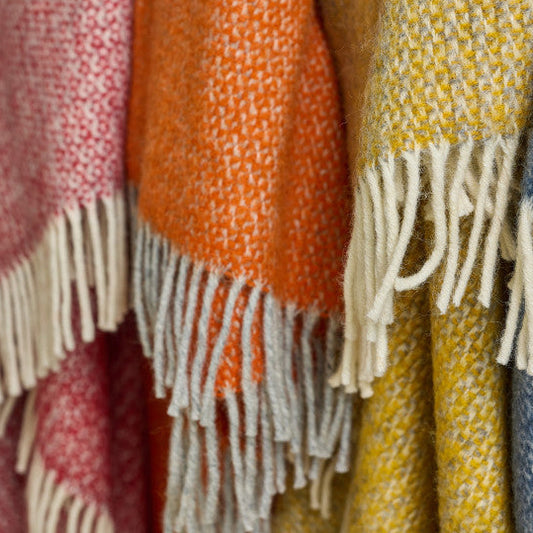 Pumpkin Orange Windmill Pure Wool Throw / Blanket