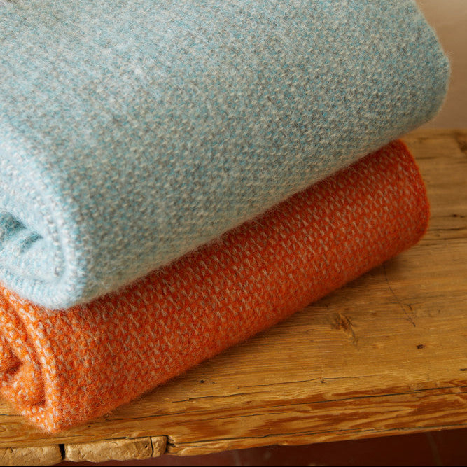 Pumpkin Orange Windmill Pure Wool Throw / Blanket