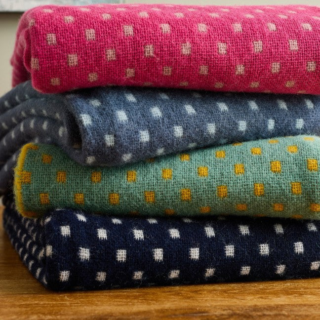 Sea Green & Yellow Dot Pure Wool Throw 200cm