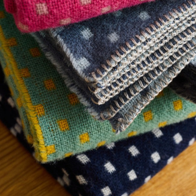 Sea Green & Yellow Dot Pure Wool Throw 200cm