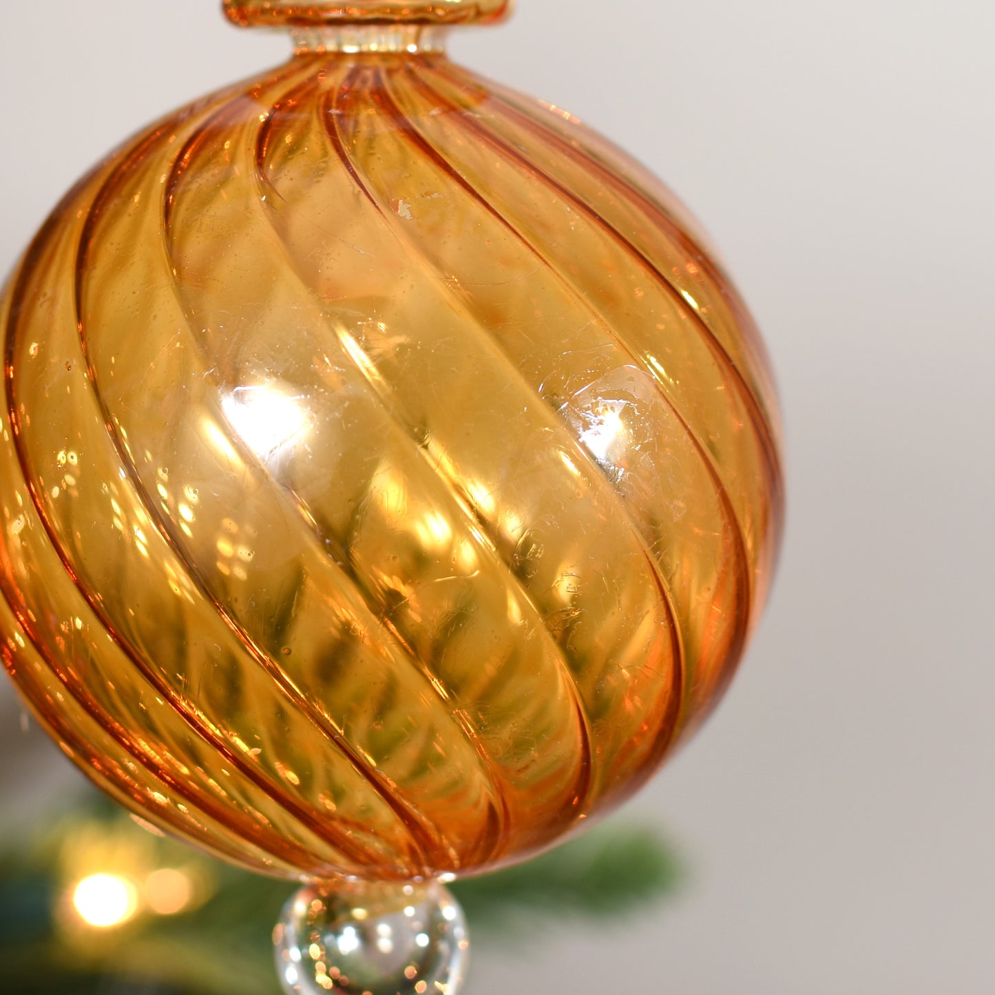 Spiral Egyptian Glass Bauble -  Amber - Large