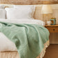 Sea Green Waffle Pure Wool Throw / Blanket 240cm