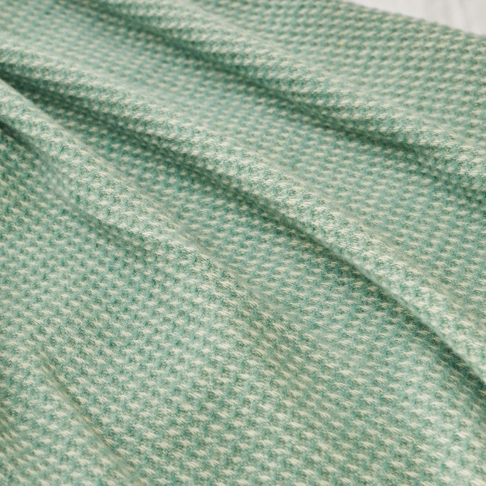 Sea Green Waffle Pure Wool Throw / Blanket 240cm