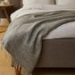 Grey Waffle Pure Wool Throw / Blanket 240cm
