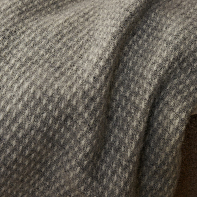 Grey Waffle Pure Wool Throw / Blanket 240cm