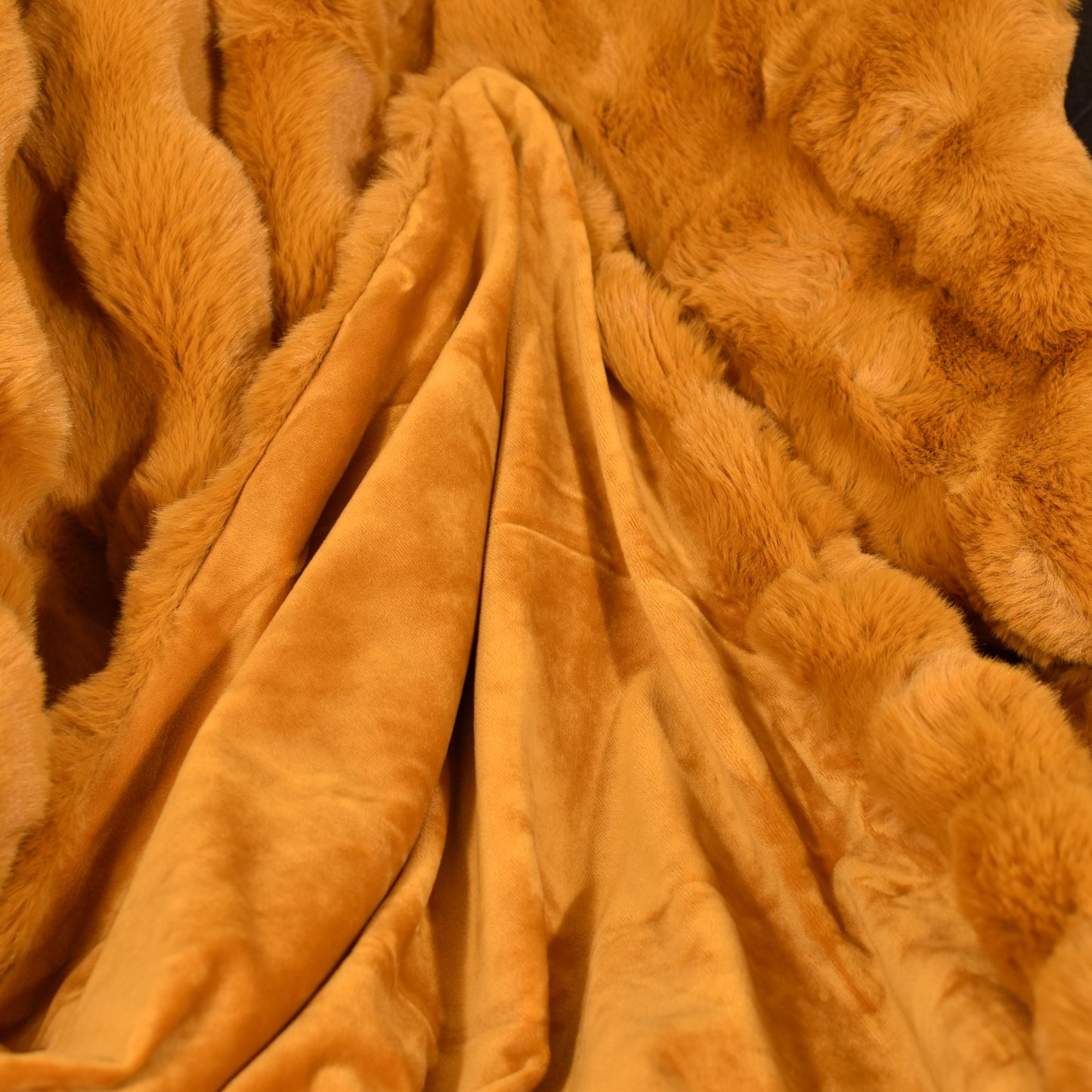 Faux Rabbit Fur Throw - Golden Amber