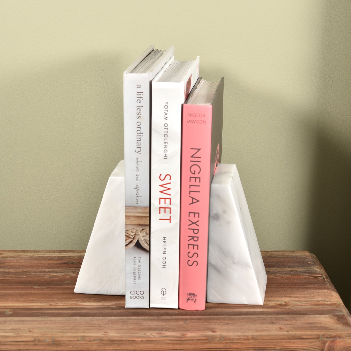 Solid Marble Bookends - White Marble