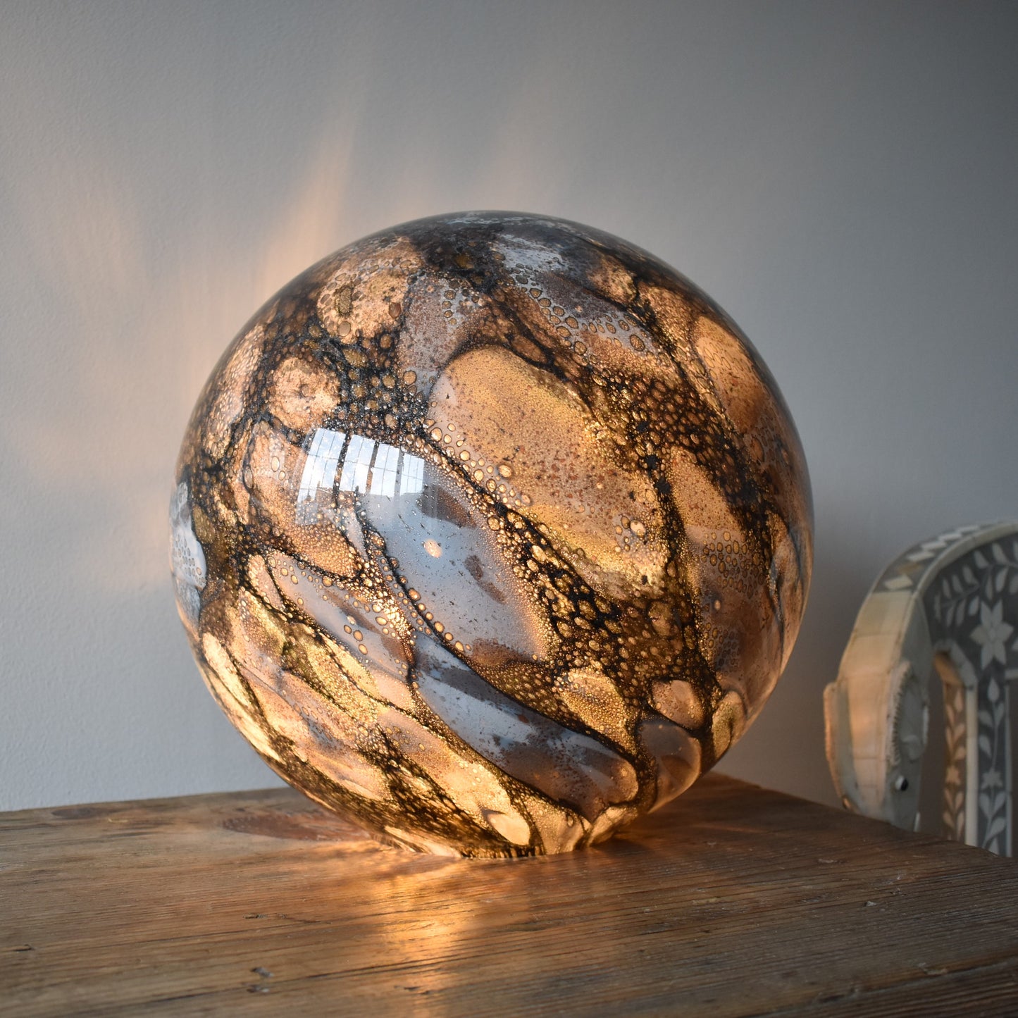 Smoked Quartz Handblown Glass Lamp - Sphere Large