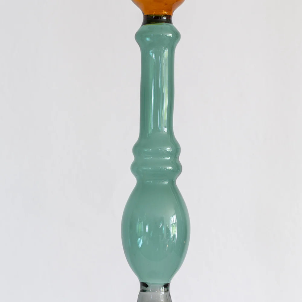 Amber & Green Glass Candle Stick
