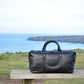 Black Creased Leather Weekend Holdall