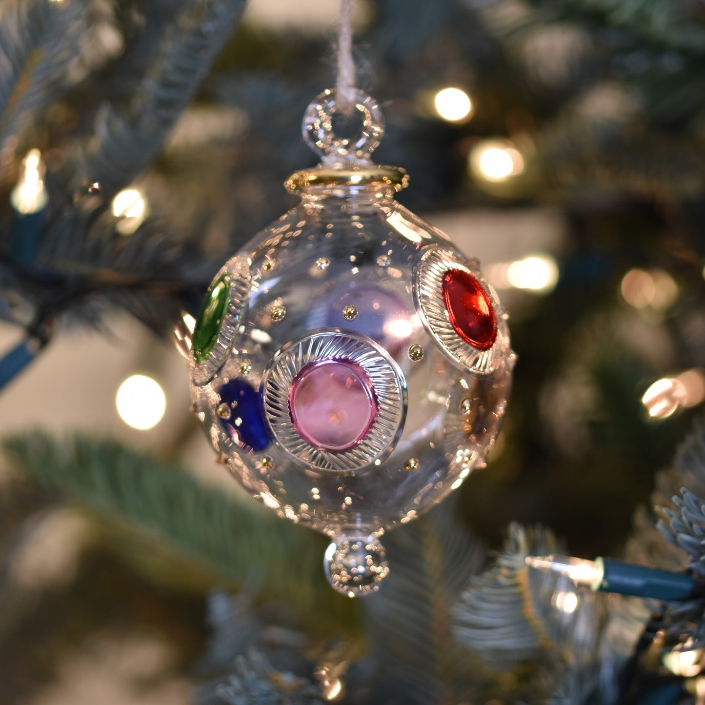 Disco Smarties Handblown Glass Bauble - Multi Colour - Large