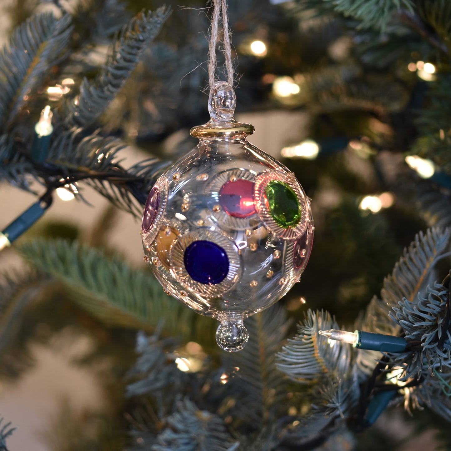 Disco Smarties Handblown Glass Bauble - Multi Colour - Large