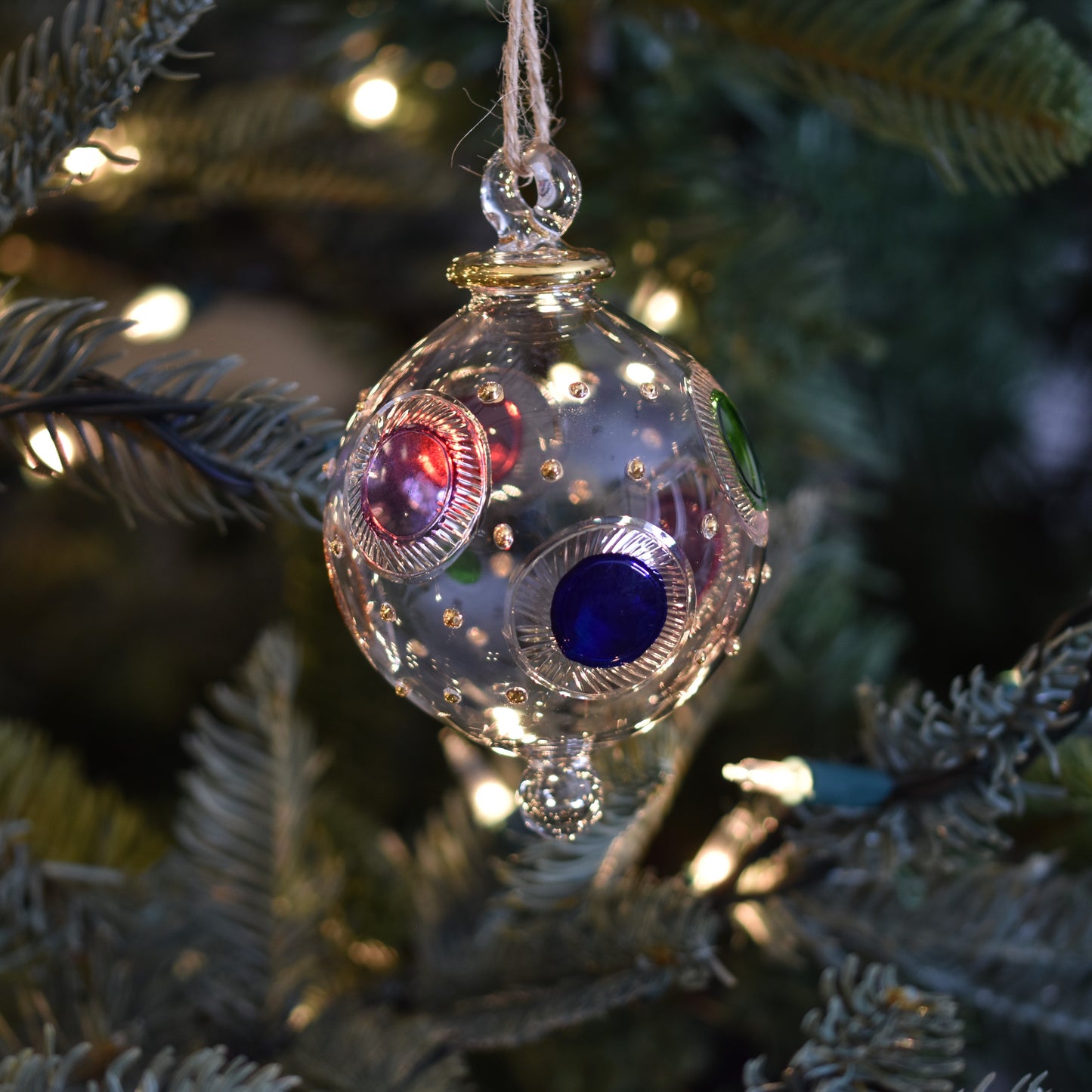 Disco Smarties Handblown Glass Bauble - Multi Colour - Large