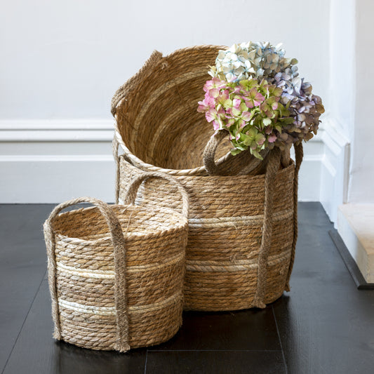 Natural Straw Baskets - Set of Three