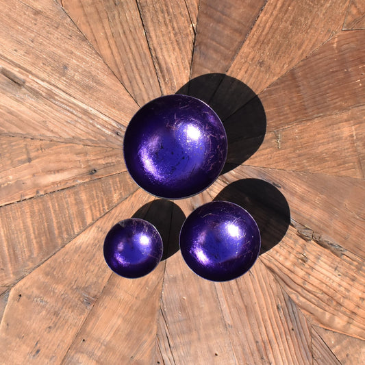 Set Of Three Foiled T-Light Holders - Purple