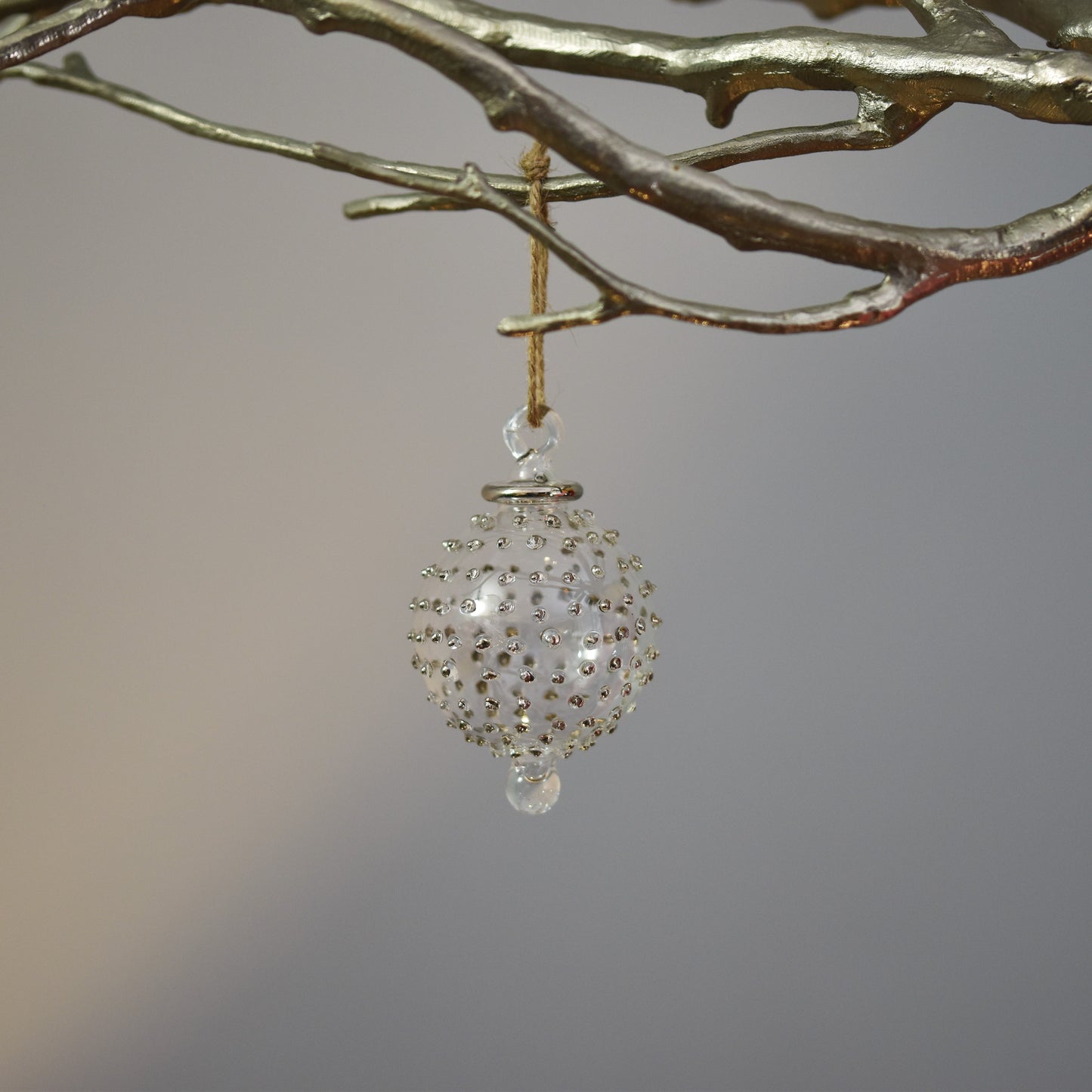 Dotty Gems Handblown Glass Bauble - Silver - Small