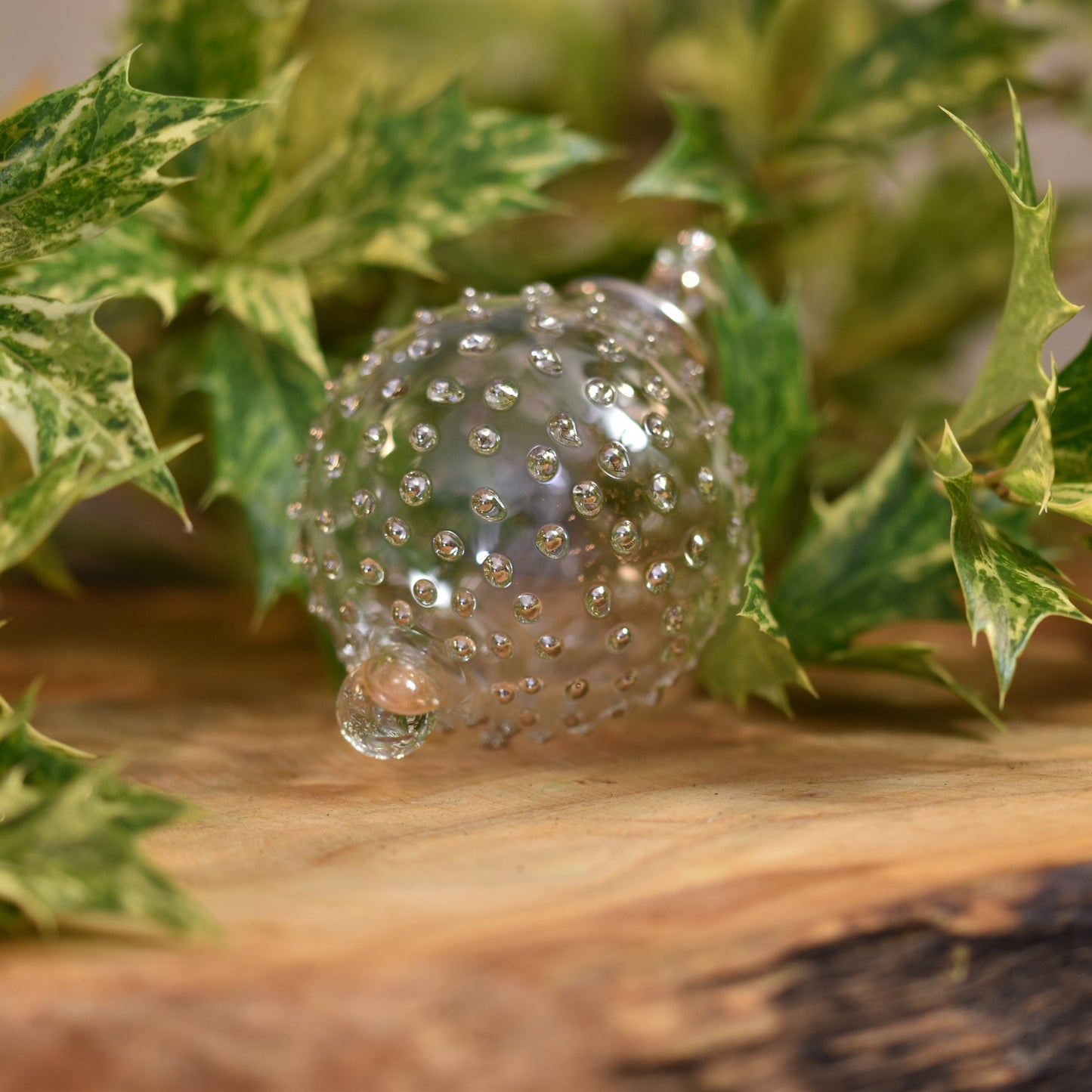 Dotty Gems Handblown Glass Bauble - Silver - Small