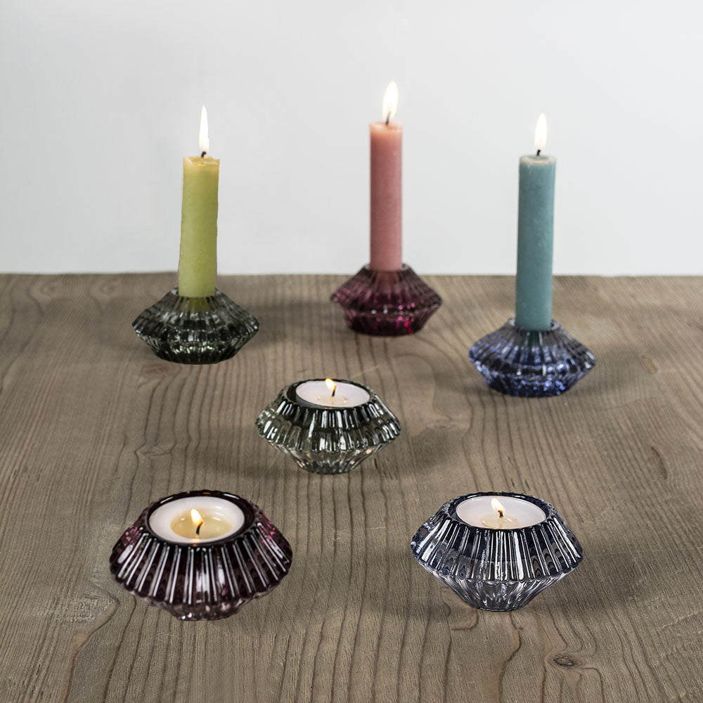 Dual Diamond Candle Holders - Assorted Colours