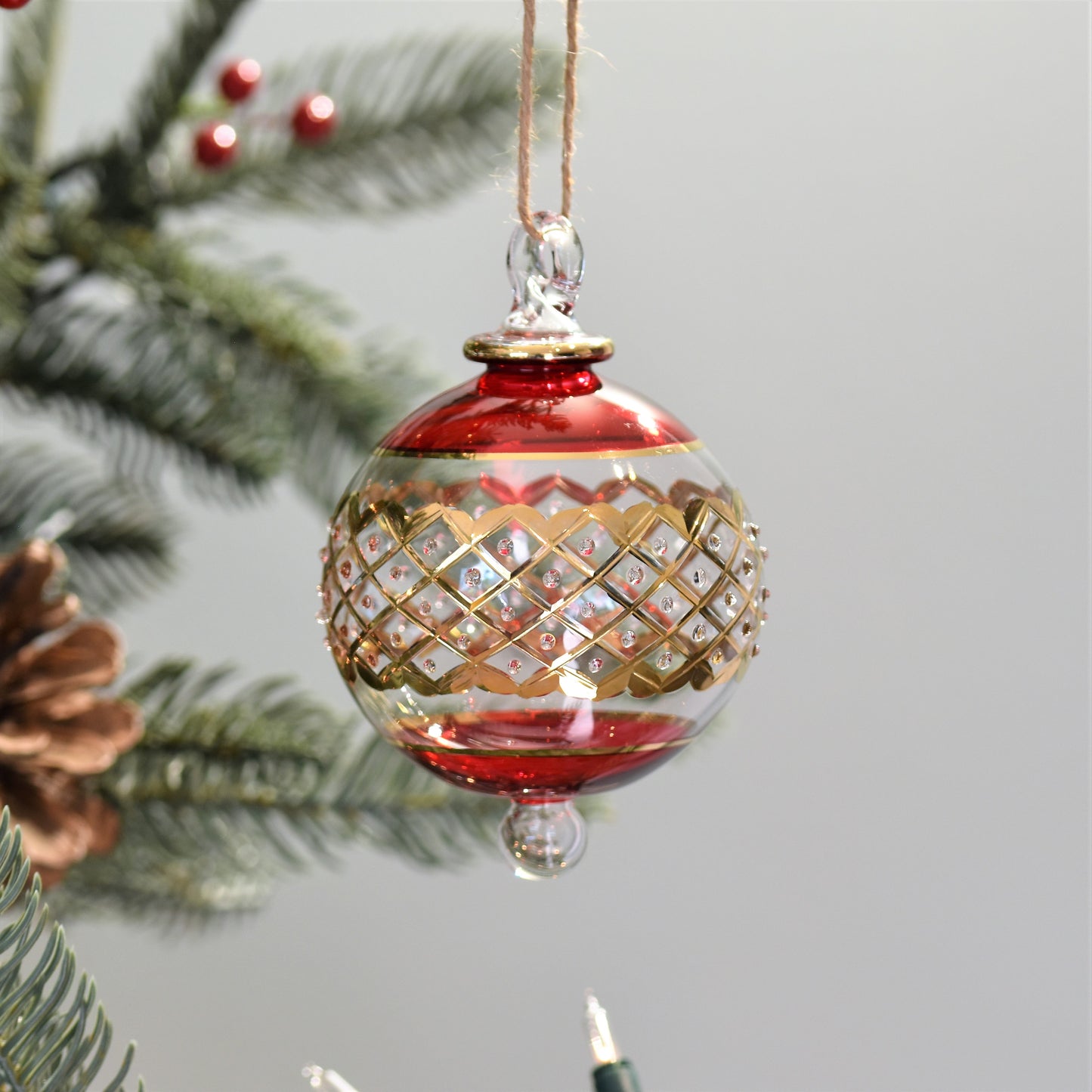 Carnival Handblown Glass Bauble - Red - Large