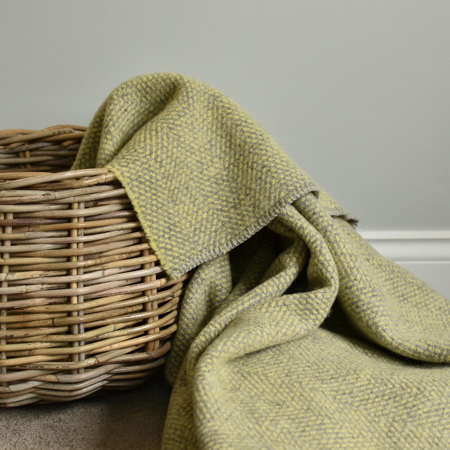 Grey & Yellow Pure Wool Throw