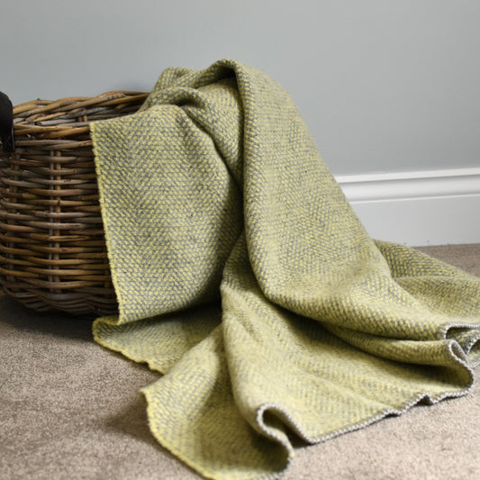 Grey & Yellow Pure Wool Throw