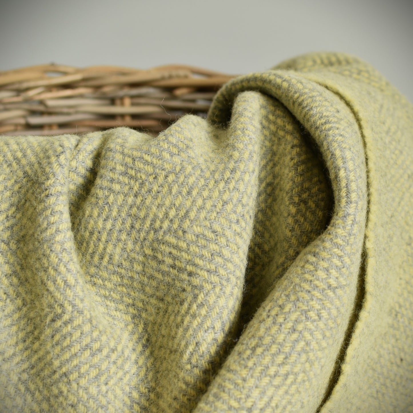Grey & Yellow Pure Wool Throw