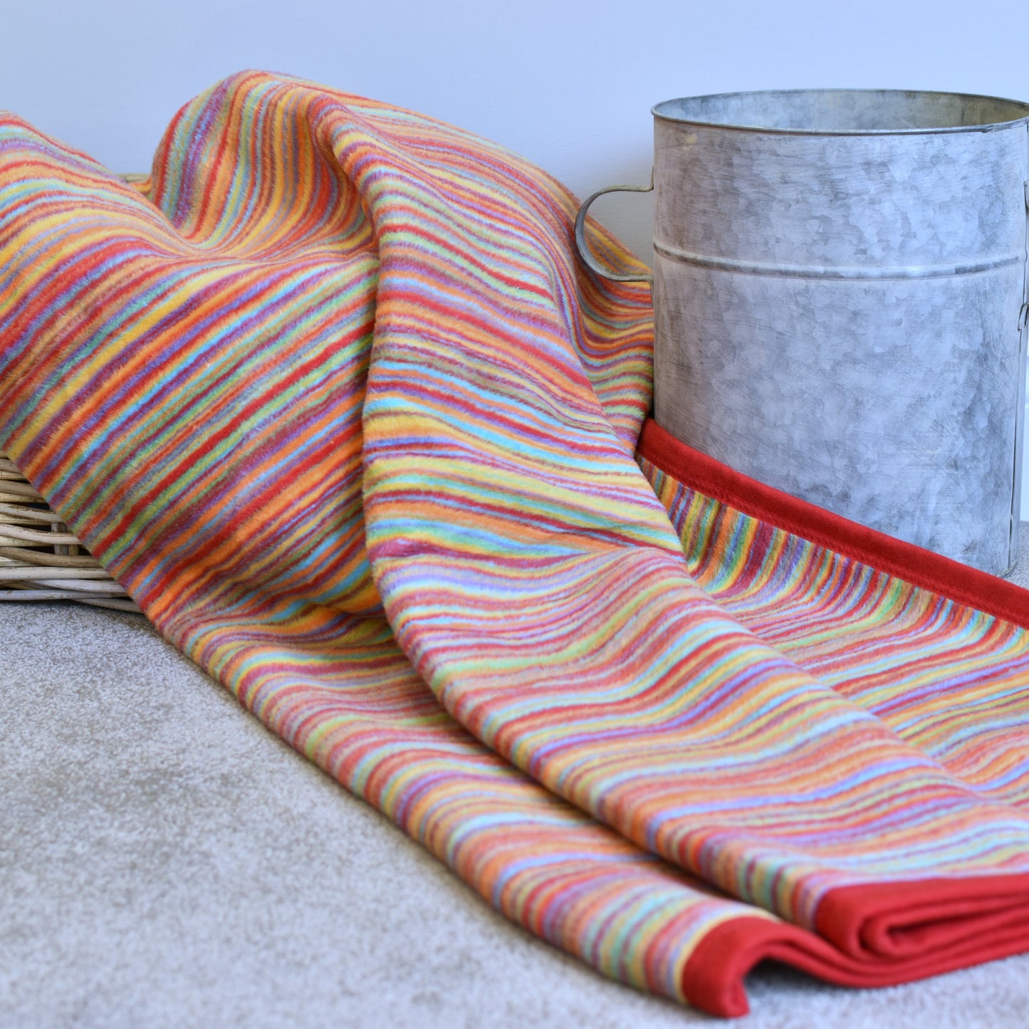 Multi Colour & Red Stripe Throw