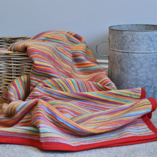 Multi Colour & Red Stripe Throw