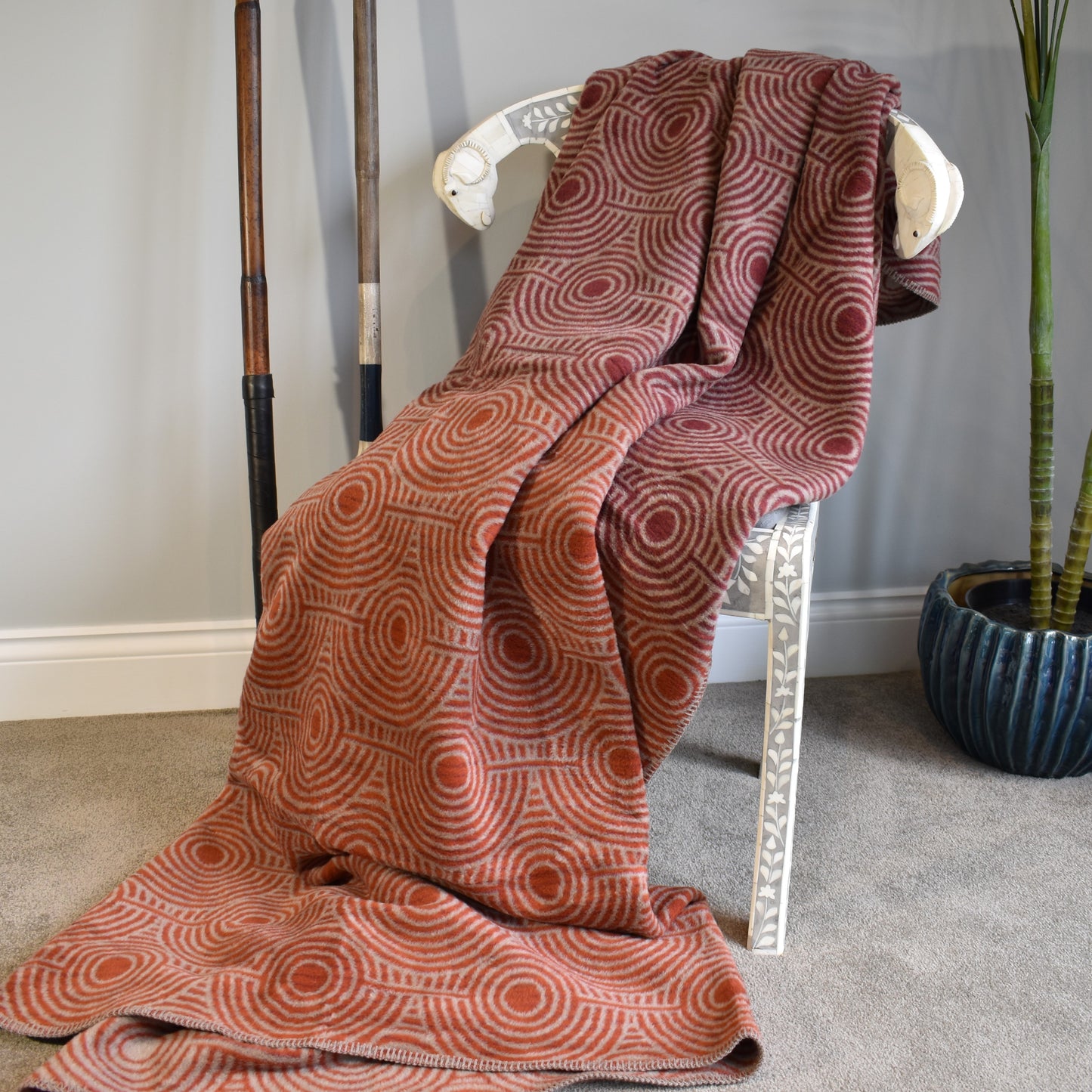 Burnt Orange Circles Throw