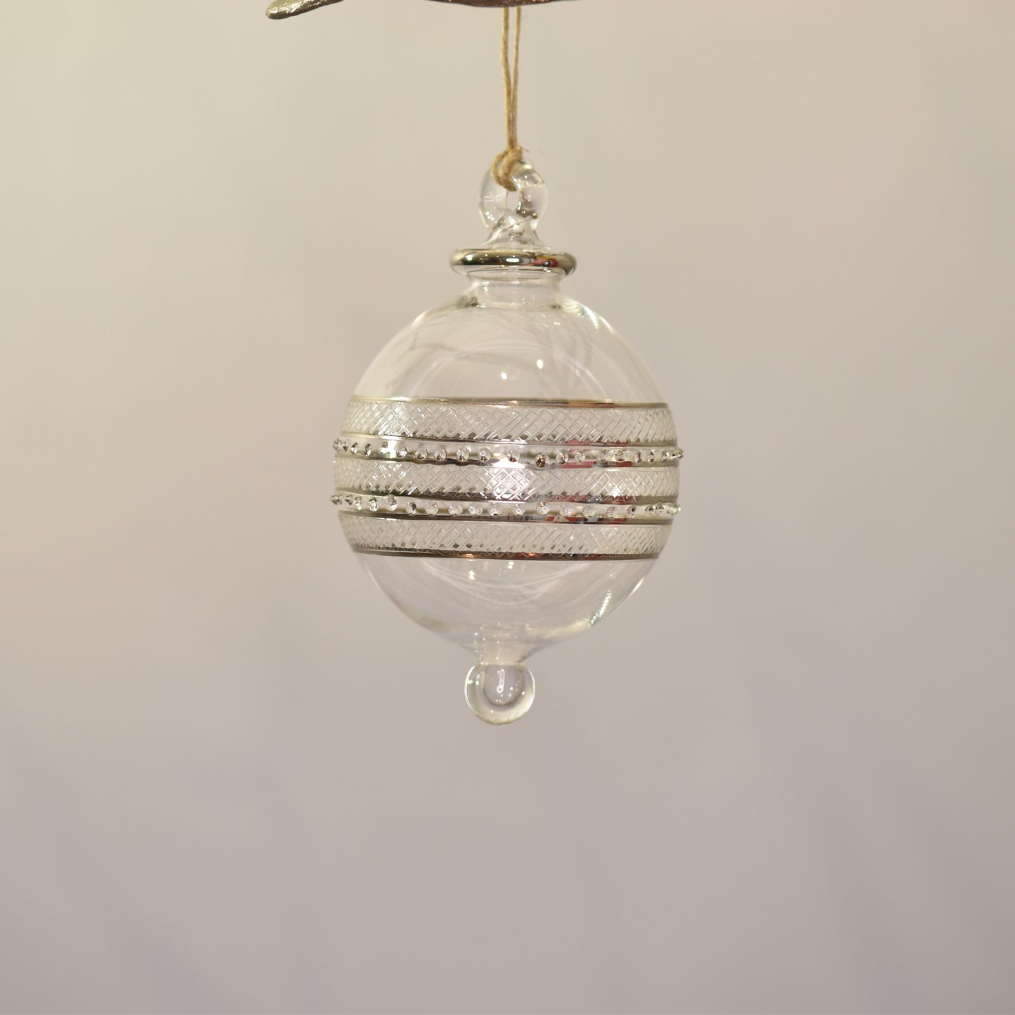Infinity Handblown Glass Bauble - Silver & Clear - Large