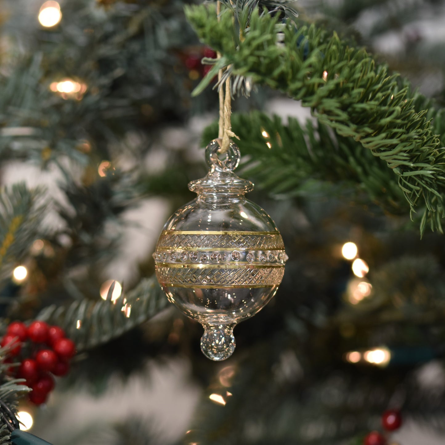 Infinity Handblown Glass Bauble - Gold & Clear - Small